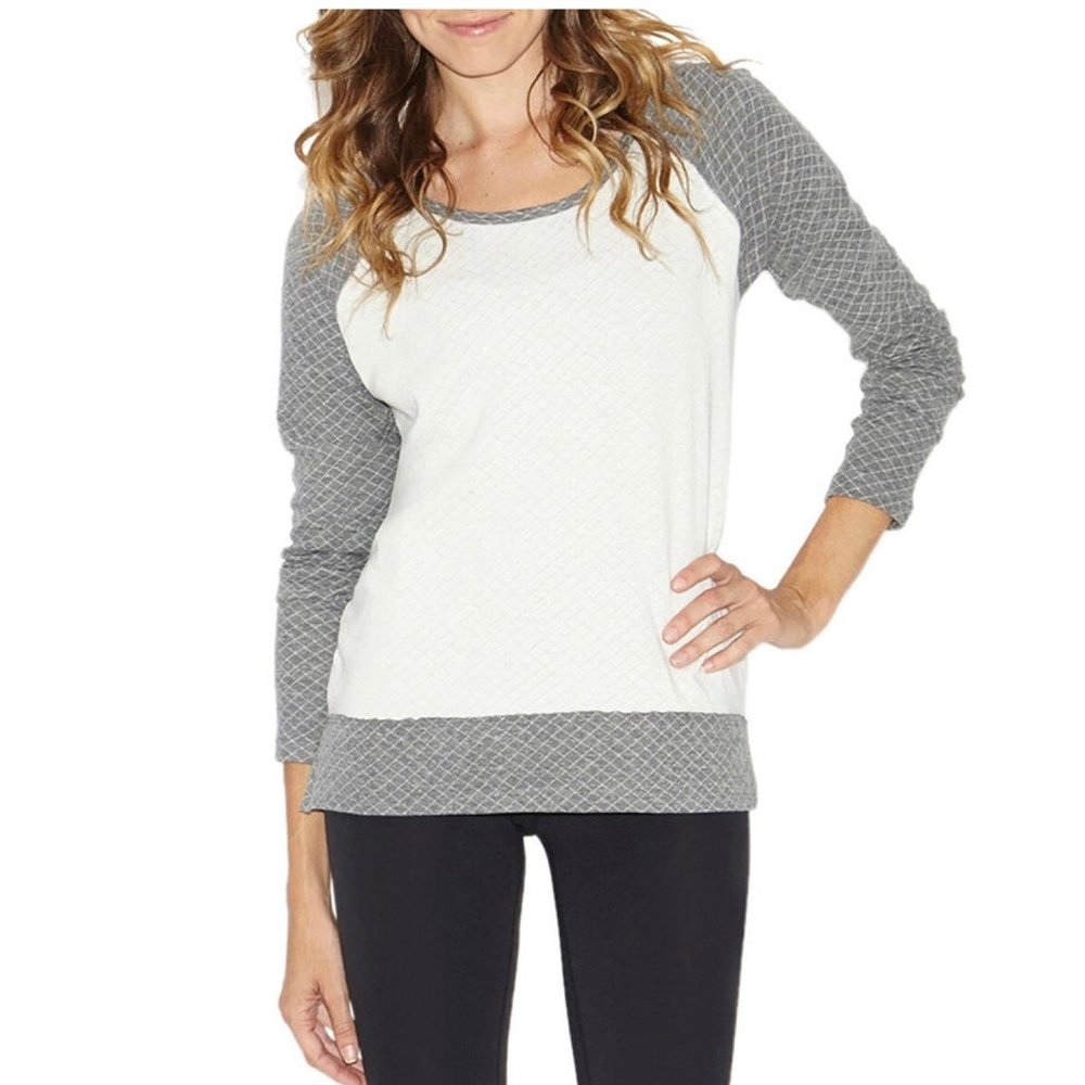 Beyond Yoga Women's Quilted Contrast Raglan Crew Sweatshirt Size Small FL14LS